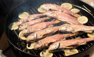 Smoky grilled fish with citrus butter and seasonal greens.