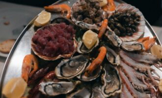 A rich mix of prawns, fish, and calamari served to share.